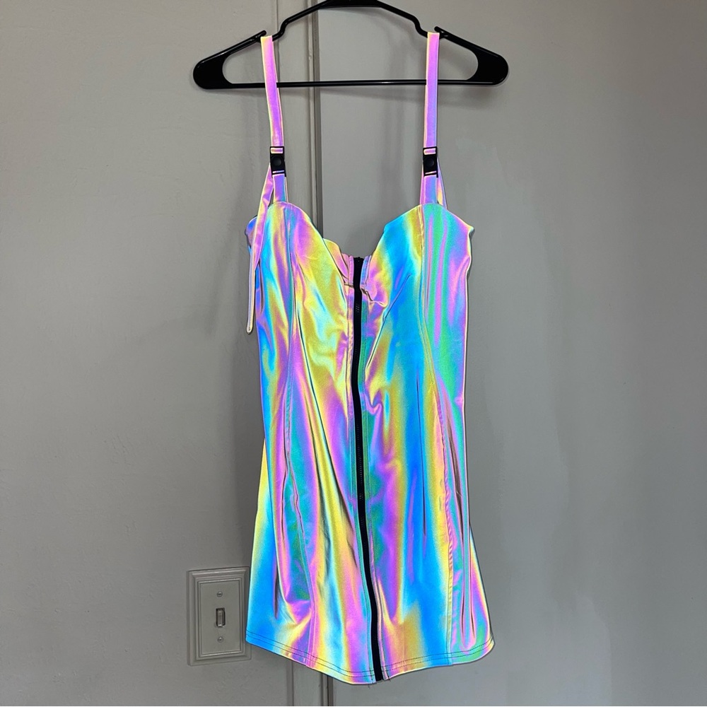 Fashion Nova Reflective Mini Dress - Multi Color (size small)